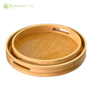 Khay Tre hình Tròn - Đa Năng Có Tay Cầm