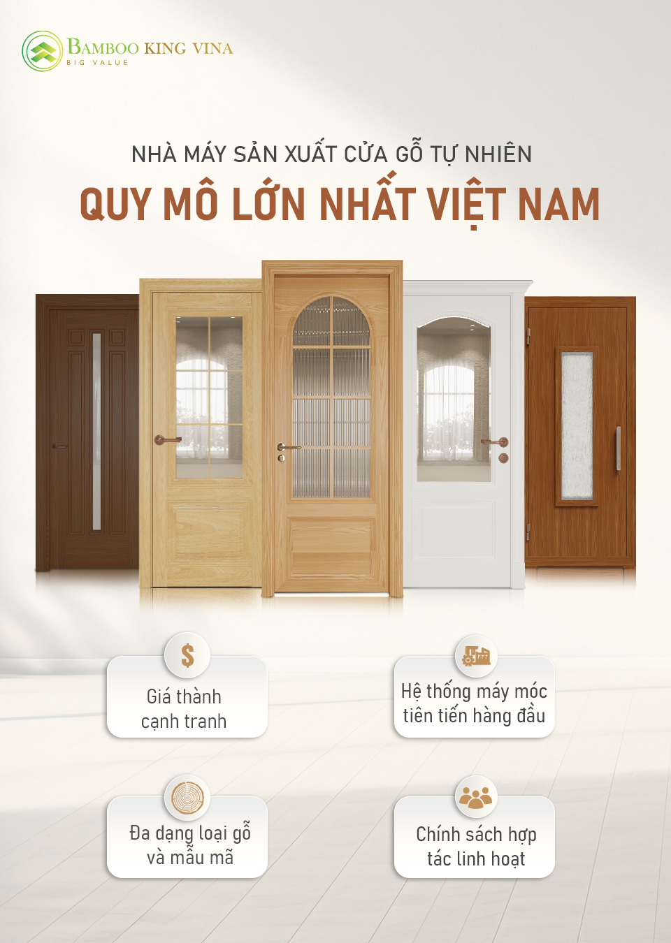 Bamboo King Vina - Nhà Máy Sản Xuất Tre & Gỗ Biến Tính 6 sản phẩm cửa bambooking vina