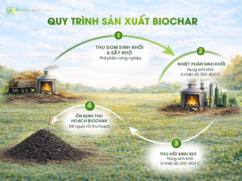 Than Sinh Học Biochar Là Gì? Cơ Chế "Vàng Đen" Hồi Sinh Đất Bạc Màu Bền Vững 9 Quy trình sản xuất Biochar