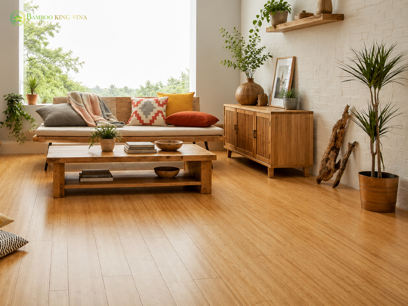 Lựa chọn sàn tre đúng cách trong Phòng khách nhà phố 